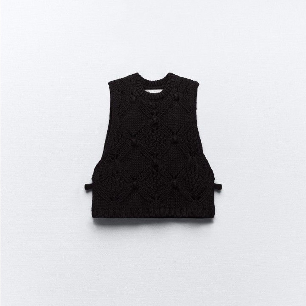 Zara Charcoal Knit Sweater Vest